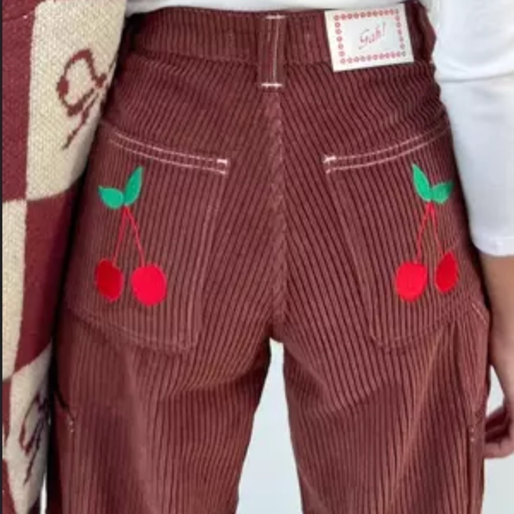 Lisa Says Gah Brown Corduroy Dylan Cherry Pants NWT Size 14 - Picture 3 of 12